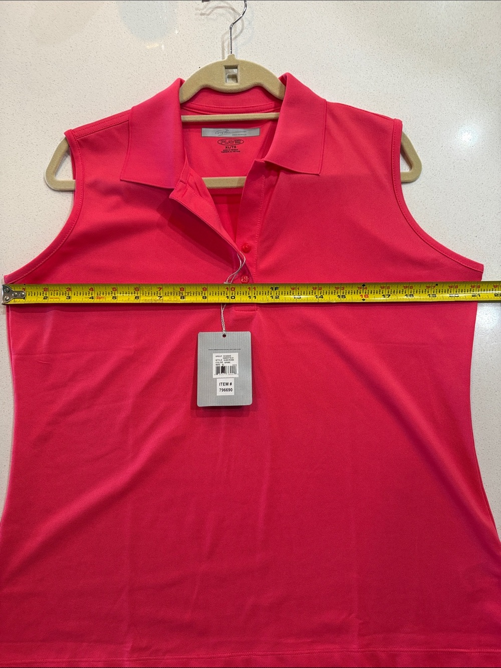Greg Norman Sleeveless Polo Top in Pink - Classic Women's Golf Shirt Size XL NWT - Picture 6 of 6